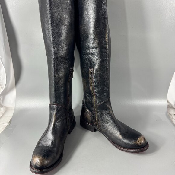 Bed Stu Women's Manchester Distressed Leather Wide Calf Boots, US 8.5 - Picture 1 of 14